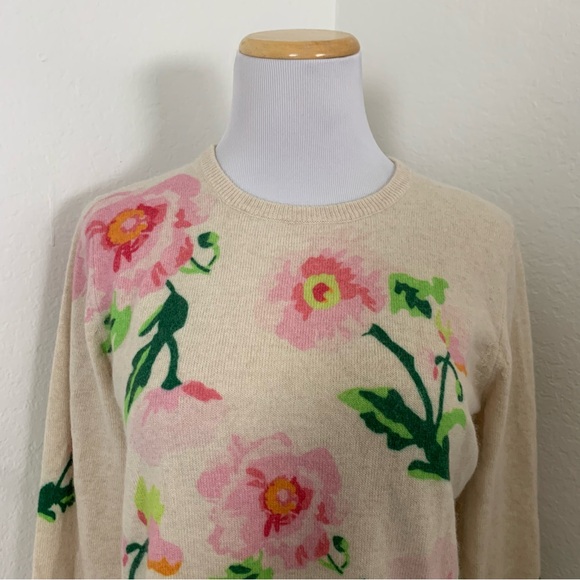 Frances Valentine Floral Intarsia Angora Lambswool Sweater Women’s S Pink Art - Picture 17 of 17